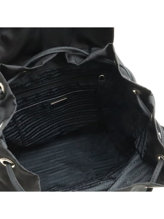 Prada Triangle Logo Backpack Nylon Leather Nero Black Silver main image 6
